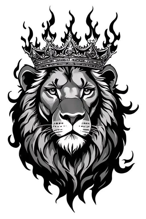 Lion With A Crown And Flames