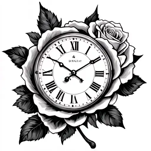 Clock And Rose Wrapped