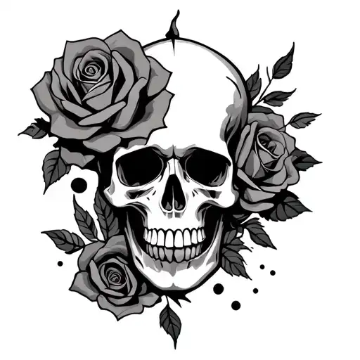 Broken Skull With Roses