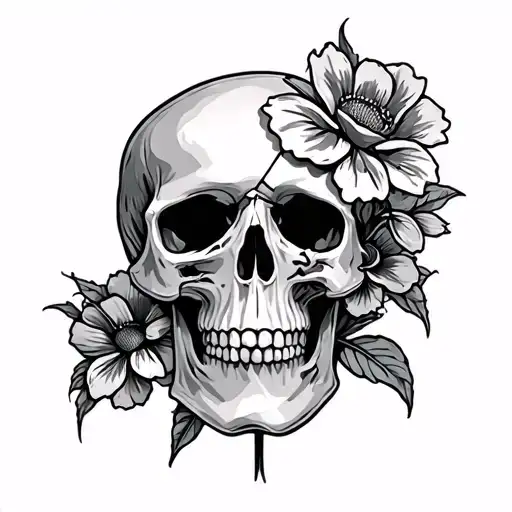 Broken Skull With Flowers Growing