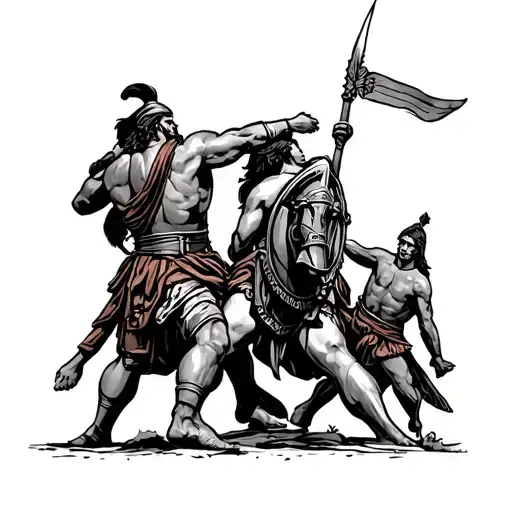 Roman Coliseum With Gladiator In Battle