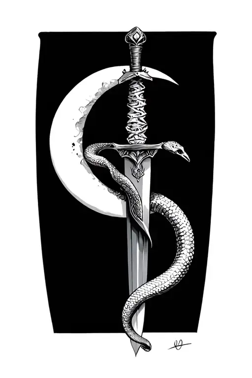 Snake Dagger And Crescent Moon