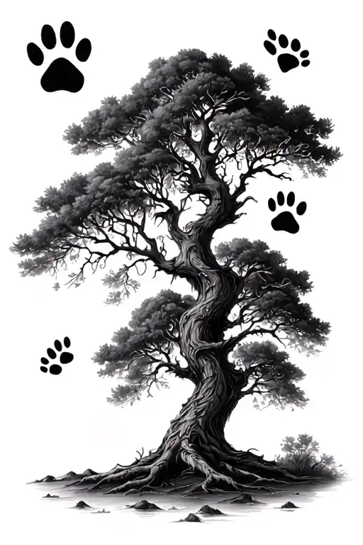 Tree And Paw Prints