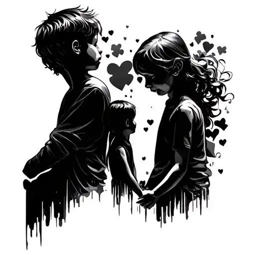 Autism Awareness Family Father Sons Tattoo Design