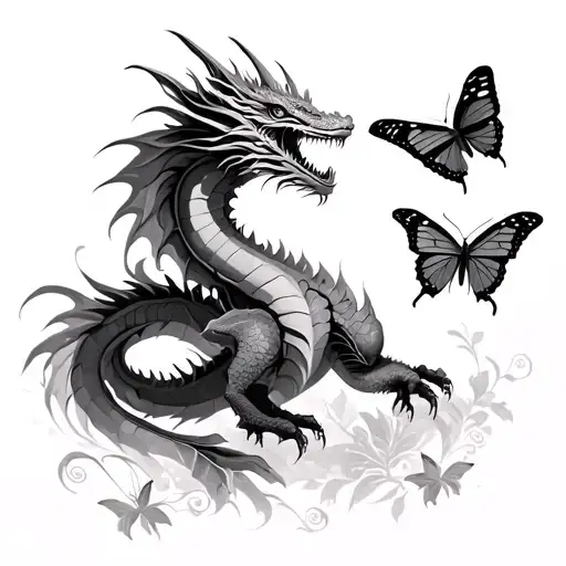 Dragon And Butterflies