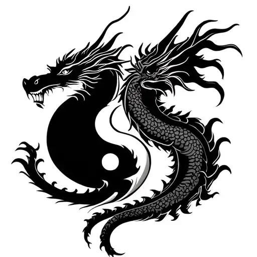 The Two-headed Dragon From Ying Yang Symbol