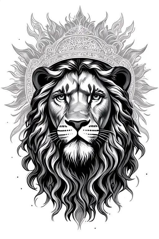 Jesus And Lion Face Surrounded