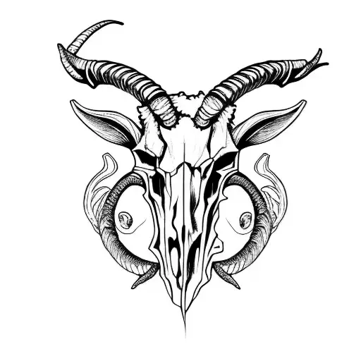 Capricorn Goat Skull Fire
