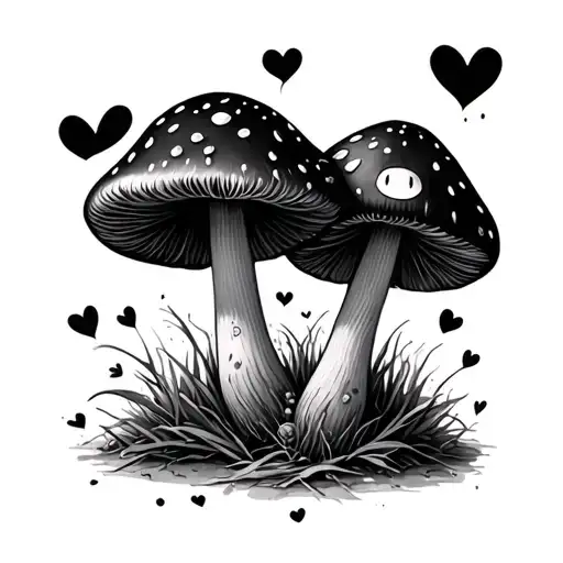 Two Mushrooms Characters In Love Dainty