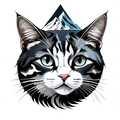 Cat And Mountain Minimal