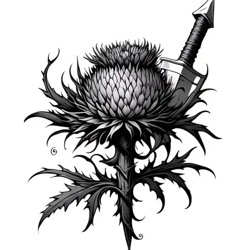 Thistle With Dagger Going Through It