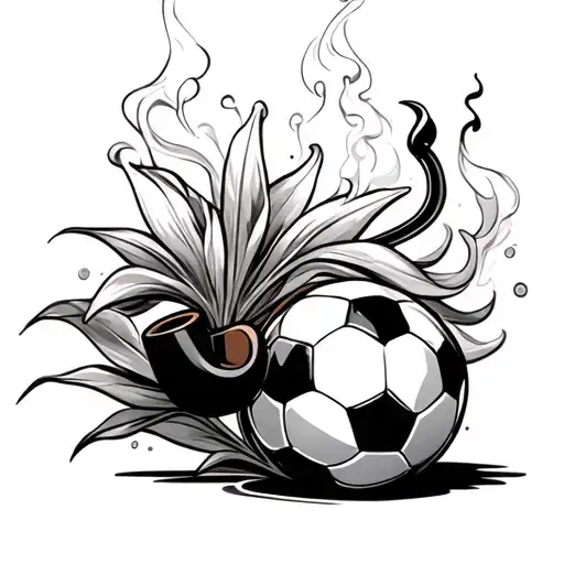 A Lily Smoking Pipe And A Fotball Ball Made By Smoke