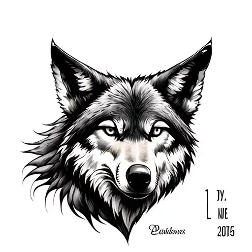 Bird And Wolf Tattoo Drawn With Date Of Death On The Upper Arm