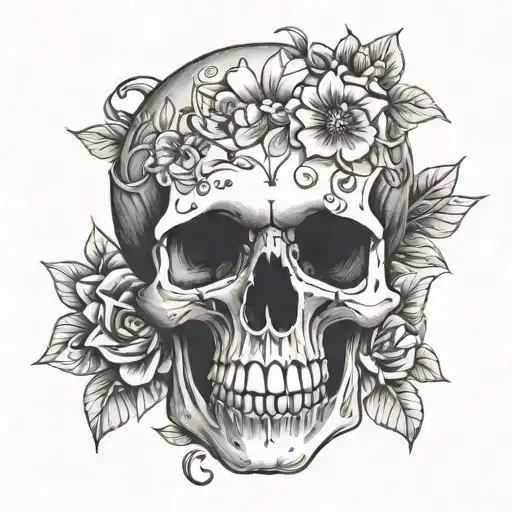 Skull With Flowers