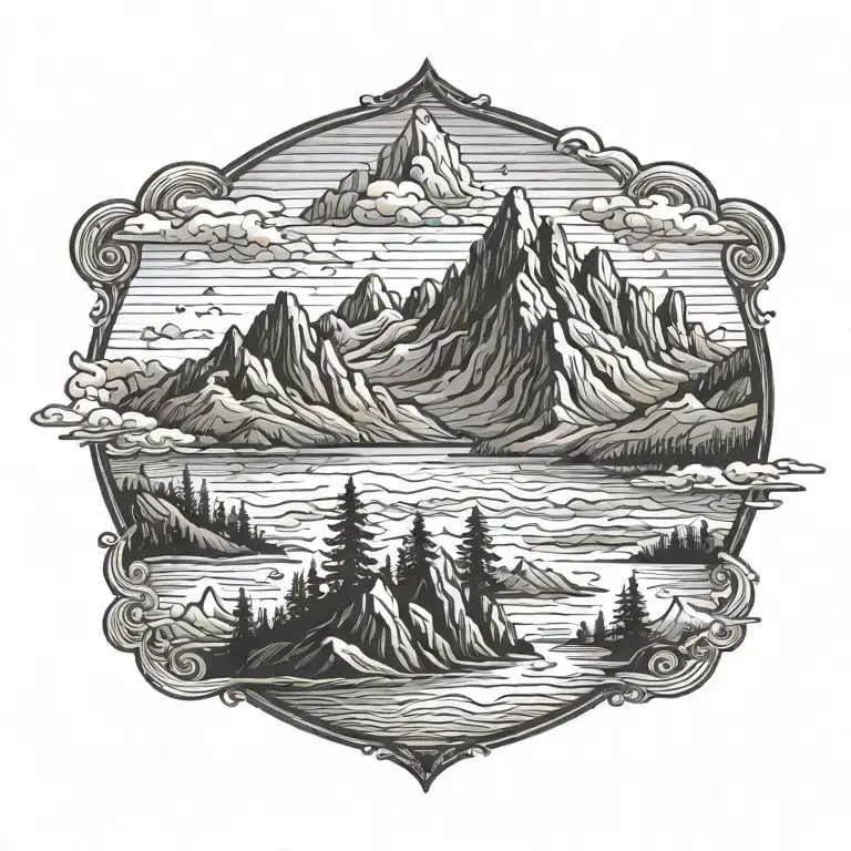 Mountain Range Surrounded By Receding Flood Waters