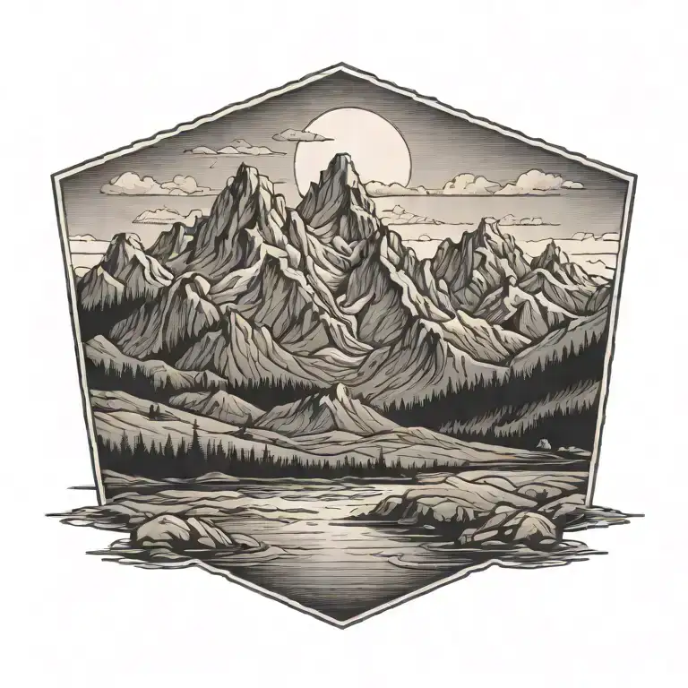 Mountain Range At Dawn Surrounded By Receding Flood Waters