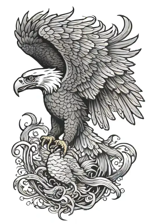 Eagle And Mermaid Swimming