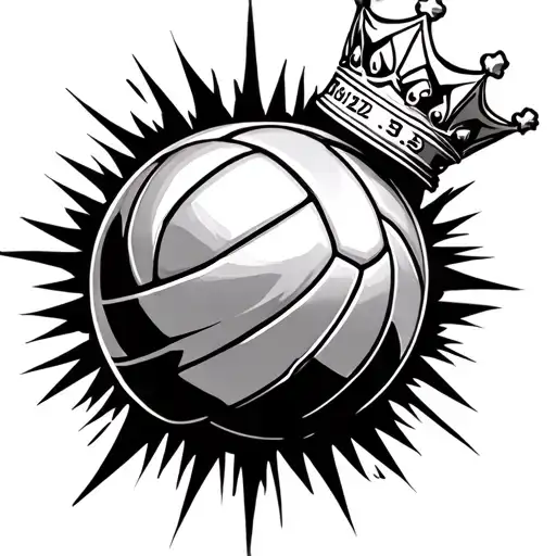 Volleyball With Crown Ontop And Numbe Twelve Inside