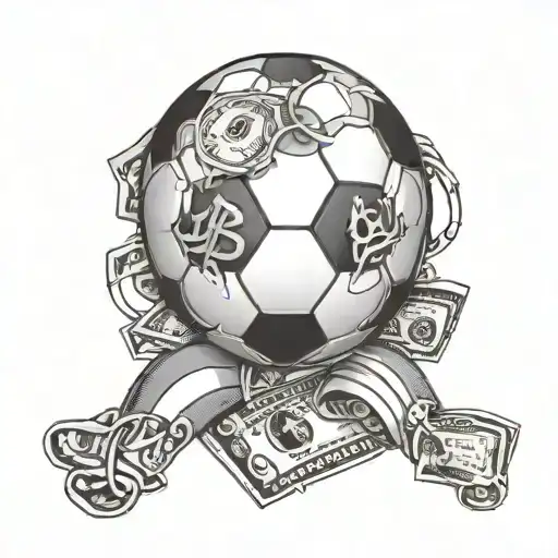 A Football With Money Symbols Incorporated Into The Design