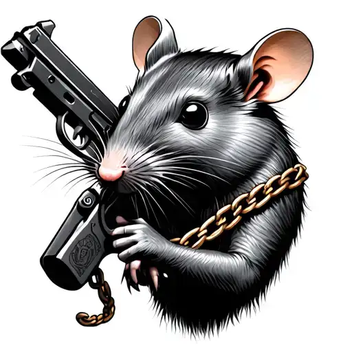 Rat With A Gun And Chain