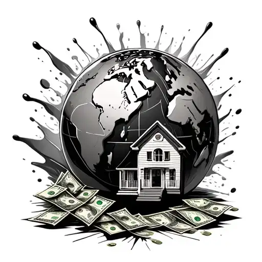 Globe With Money And Splash In The Hood With A House