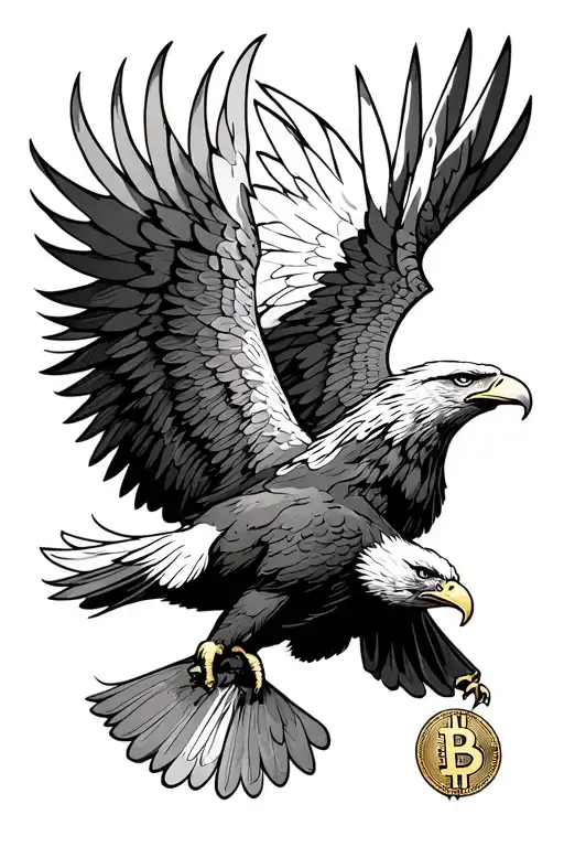 Bitcoin And Eagle Soaring