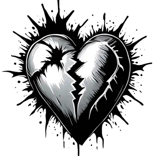 Broken Heart Cartoon Style Not Realistic