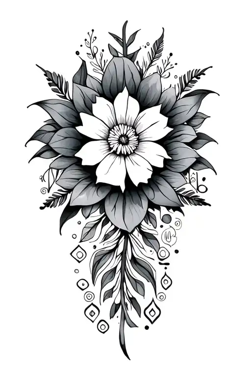 Fleurs Et Mandala Design Incorporating Symbols