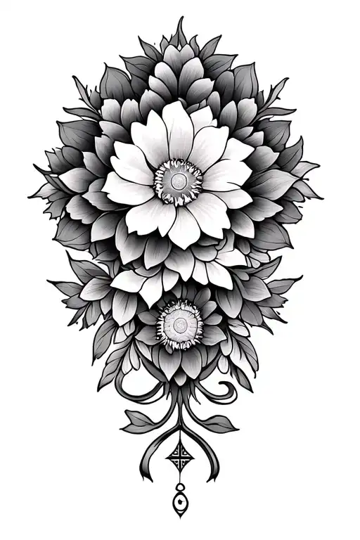 Fleurs Et Mandala Design Incorporating Symbols Intertwined