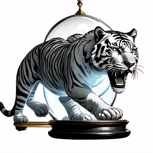White Tiger Jumping Through Hourglass