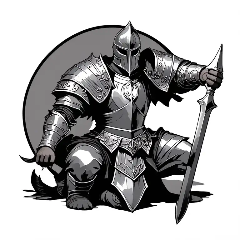 Medieval Knight Kneeling