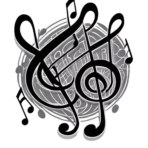 Music Notes Intertwined Melody Word