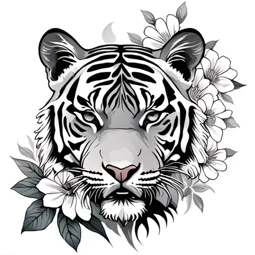 Tiger And Flower