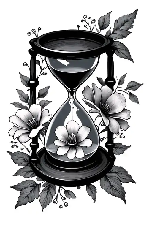 Hourglass And Flowers