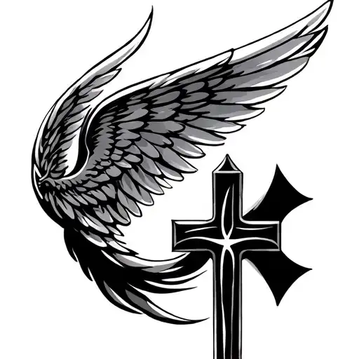 Angel Wing With Cross