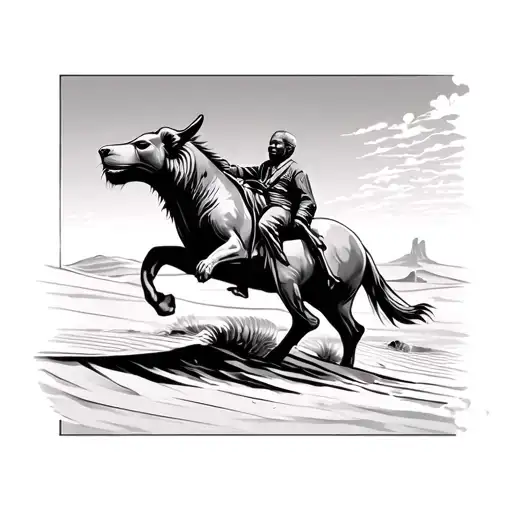 Spirit Animal Of Nelson Mandela Riding Wave Of Sand In Desert