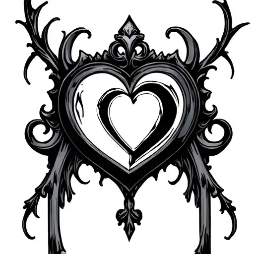 Gothic Heart Shaped Mirror