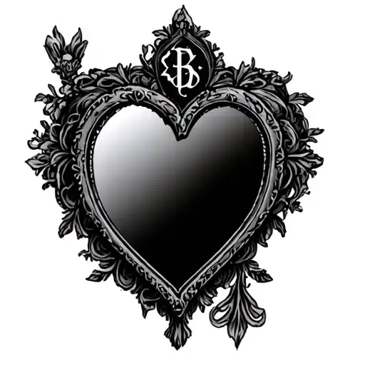 Gothic Heart Shaped Mirror With Monograms