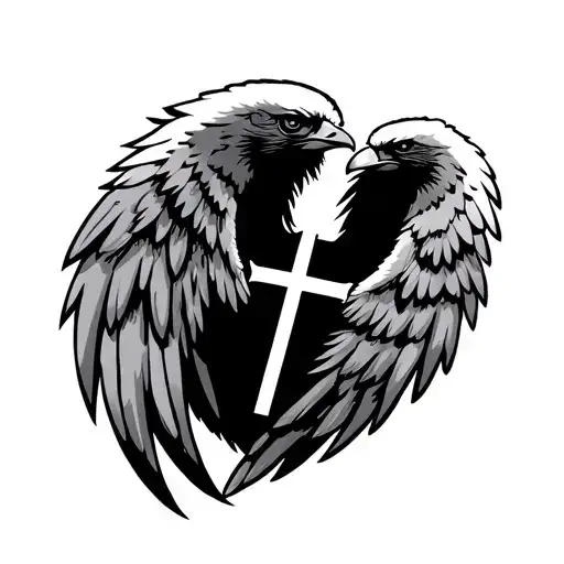 Angel Wings Similar To Hawk With Cross
