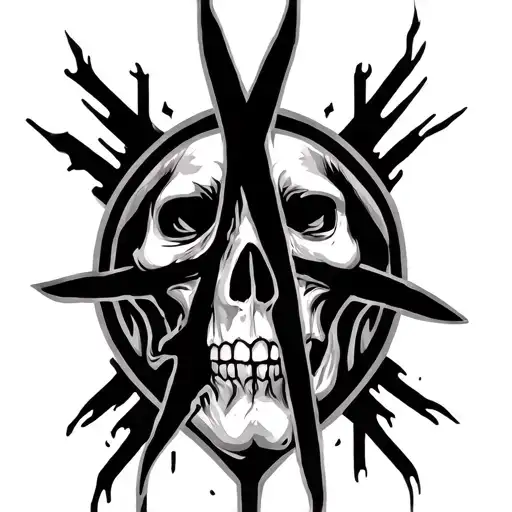 Anarchy Symbol Black Grey Face Tattoo Showcasing