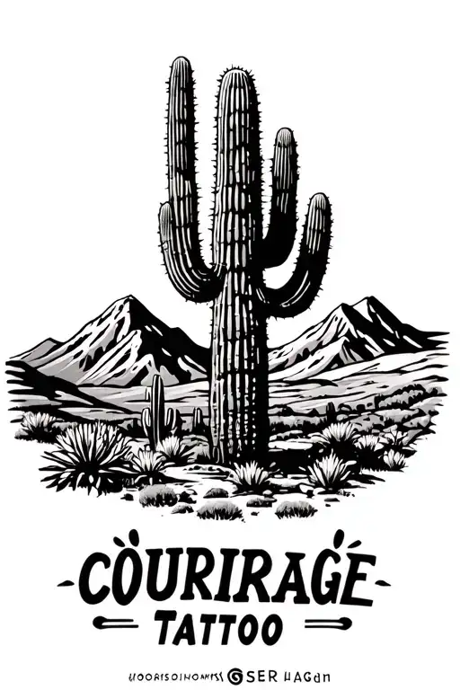 Saguaro Cacti Courage Mountain Landscape