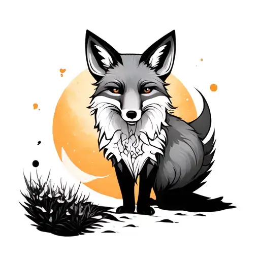 Fox Full Body With Sun And Moon