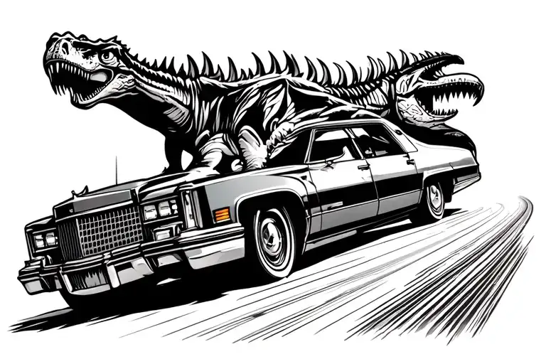 Cadillac Tearing Up The Highway Like A Big Dinosaur
