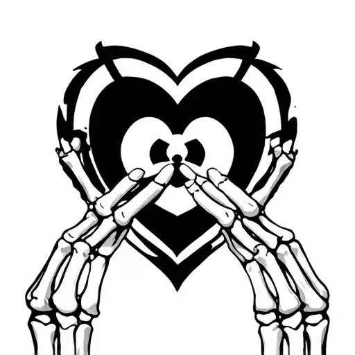 Skeleton Hands Heart Radiation Symbol