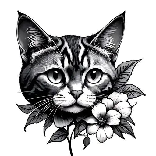 Cat With Flower