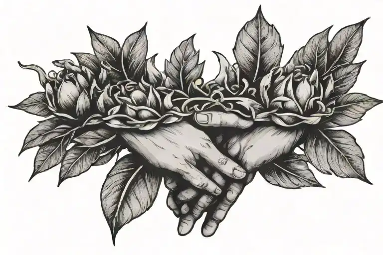 Two Hands Holding And A Laurel Crown