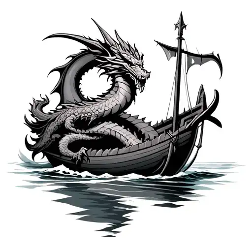 Norse Dragon Wrapped Around Boat