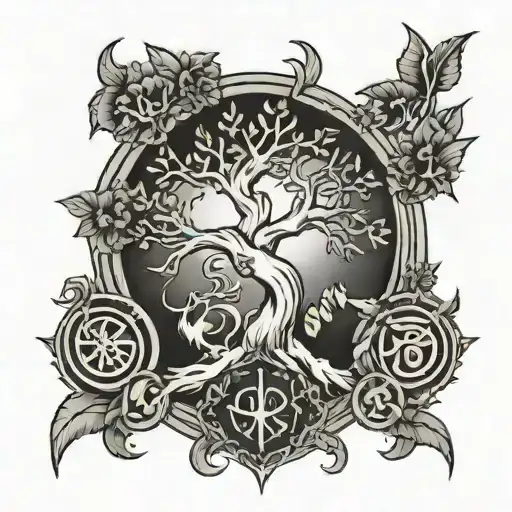 A Capricorn Symbol Intertwined With A Money Tree