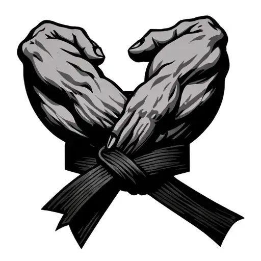 Bjj Gray And Black Belt Design On Arm