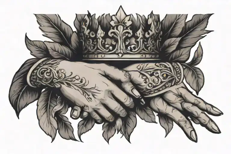 Two Hands Shacking And A Stylized Laurel Crown Around
